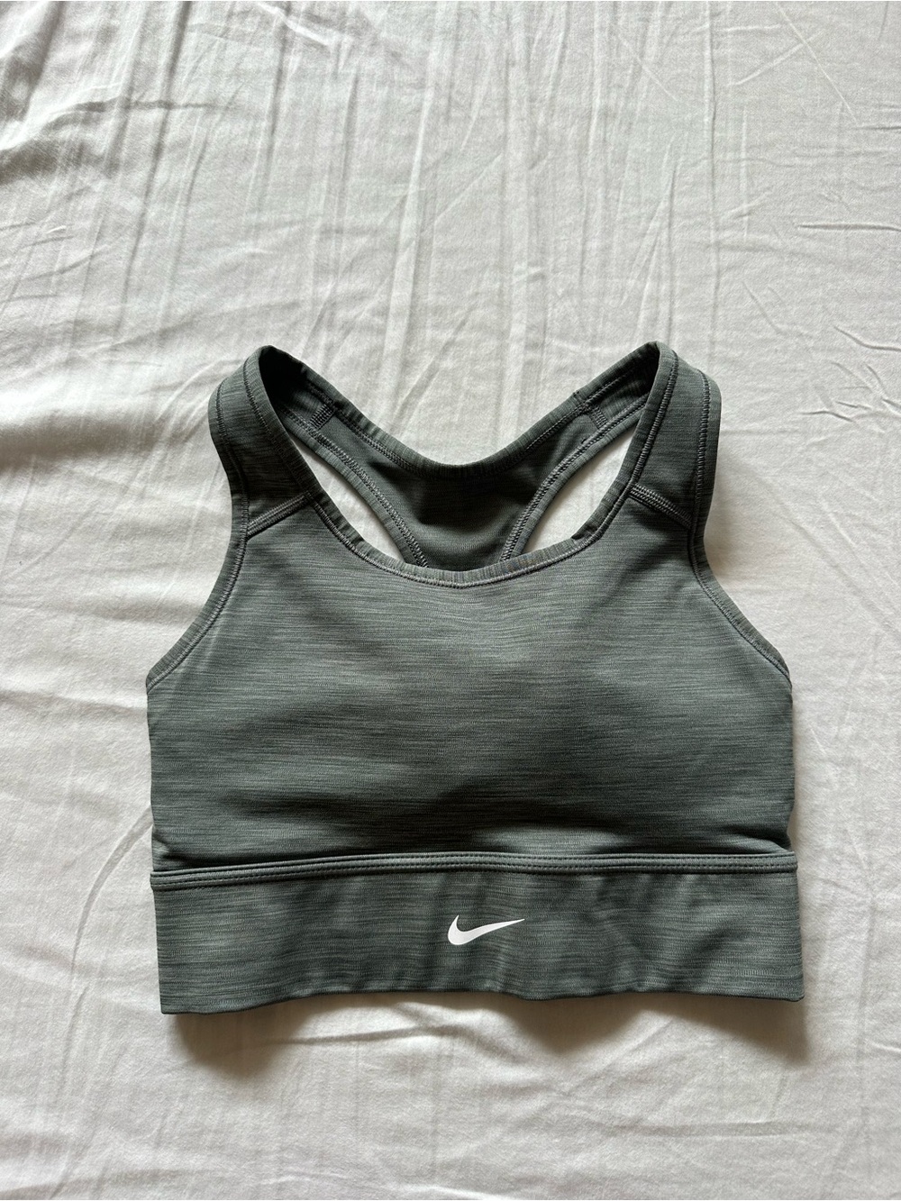 Nike Women’s Racerback Sports Bra in Charcoal Gray/Green